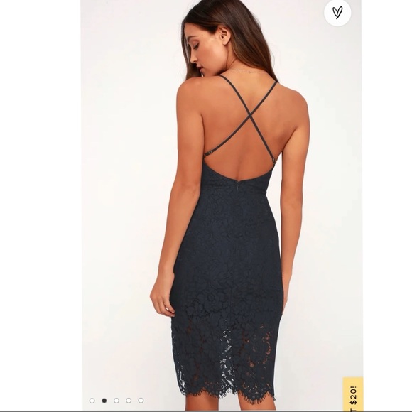 Flirting with Desire Navy Blue Lace Bodycon Dress SIZE SMALL - Picture 2 of 10